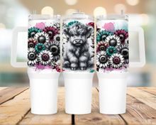 Load image into Gallery viewer, 40oz Highland Cow Greyscale