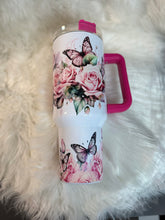 Load image into Gallery viewer, 40oz Pink Roses & Butterflies