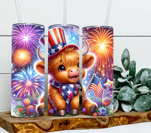 Load image into Gallery viewer, Highland Cow 4th Of July Fireworks