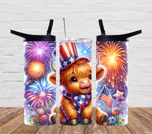 Load image into Gallery viewer, Highland Cow 4th Of July Fireworks