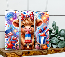 Load image into Gallery viewer, Highland Cow 4th Of July Popsicle