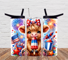 Load image into Gallery viewer, Highland Cow 4th Of July Popsicle