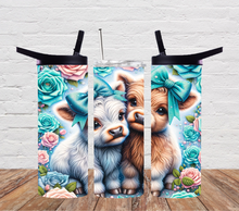 Load image into Gallery viewer, Highland cow duo blue floral