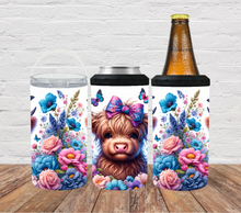 Load image into Gallery viewer, Highland cow with butterflies & flowers