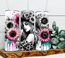 Load image into Gallery viewer, Girl with Hot pink and leopard sunflowers