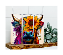 Load image into Gallery viewer, Alcohol Ink Highland Cow tumbler
