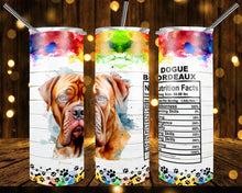 Load image into Gallery viewer, Dog Breed Nutritional Facts Tumbler
