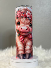 Load image into Gallery viewer, Valentine Rose Highland Cow Tumbler
