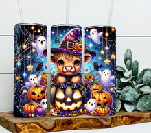 Load image into Gallery viewer, Halloween Highland cow-pumpkins
