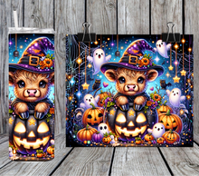 Load image into Gallery viewer, Halloween Highland cow-pumpkins
