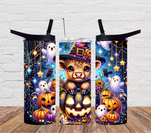 Load image into Gallery viewer, Halloween Highland cow-pumpkins
