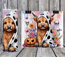 Load image into Gallery viewer, Halloween highland cow ghost cow print
