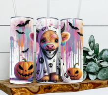Load image into Gallery viewer, Halloween highland cow ghost skulls
