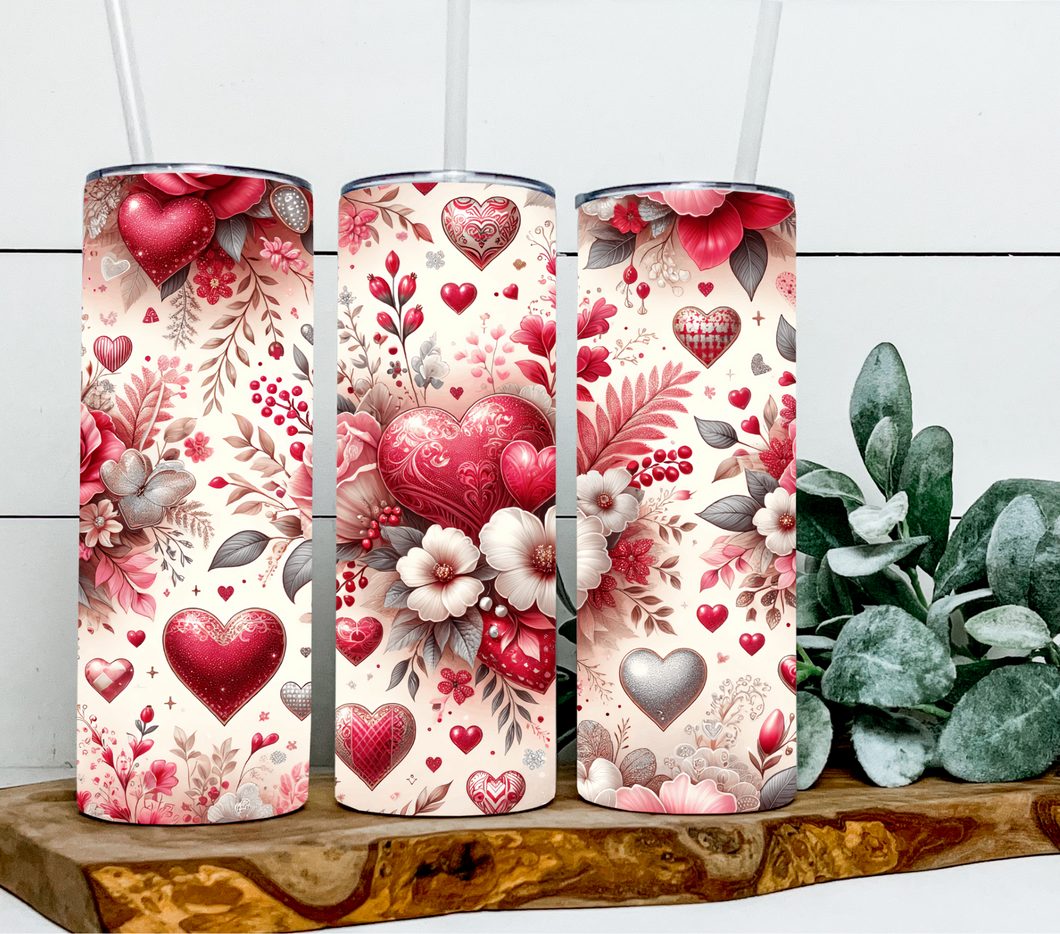 Red and floral hearts