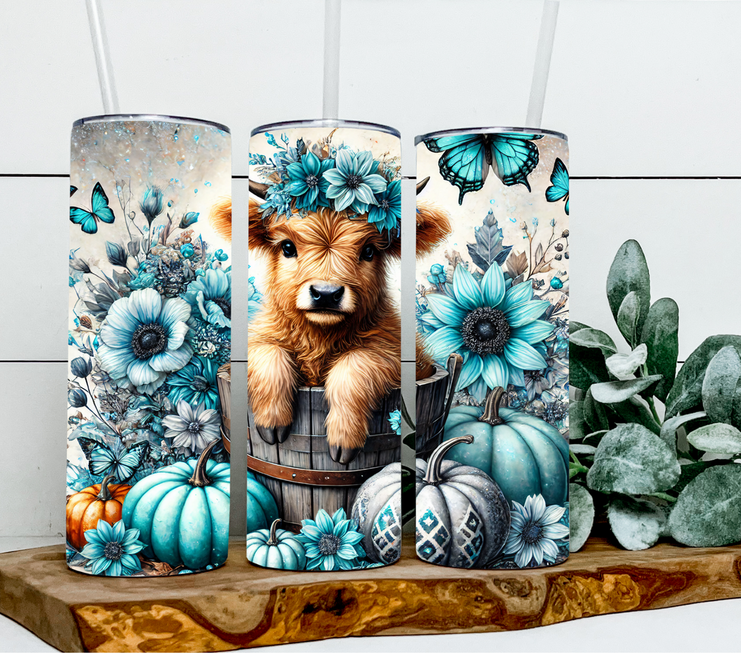 Highland cow teal pumpkins