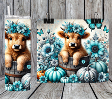 Load image into Gallery viewer, Highland cow teal pumpkins

