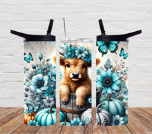 Load image into Gallery viewer, Highland cow teal pumpkins
