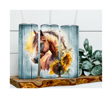 Load image into Gallery viewer, Horse and Sunflowers Tumbler
