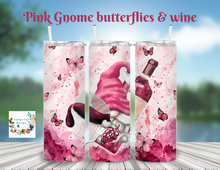 Load image into Gallery viewer, Gnomes, Butterflies &amp; Wine Tumbler
