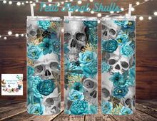 Load image into Gallery viewer, Skull &amp; Teal Flowers Tumblers
